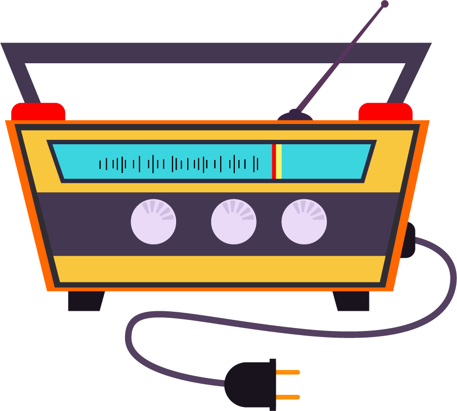 vintage radio devices illustration with retro style and playful colors for nostalgia lovers