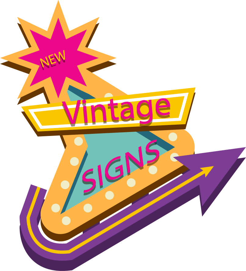 retro signage new vintage signs with vibrant colors and playful shapes for unique decor