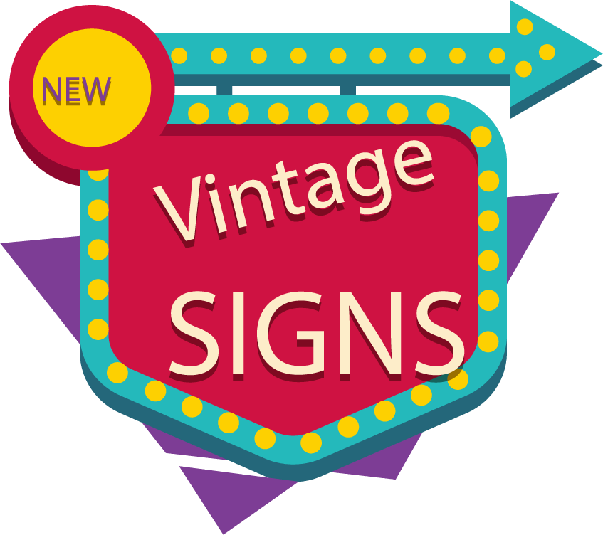 retro signage new vintage signs for trendy cafes and boutiques with eye-catching colors
