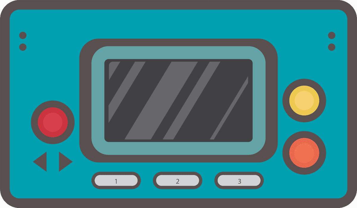 vintage video game consoles flat design