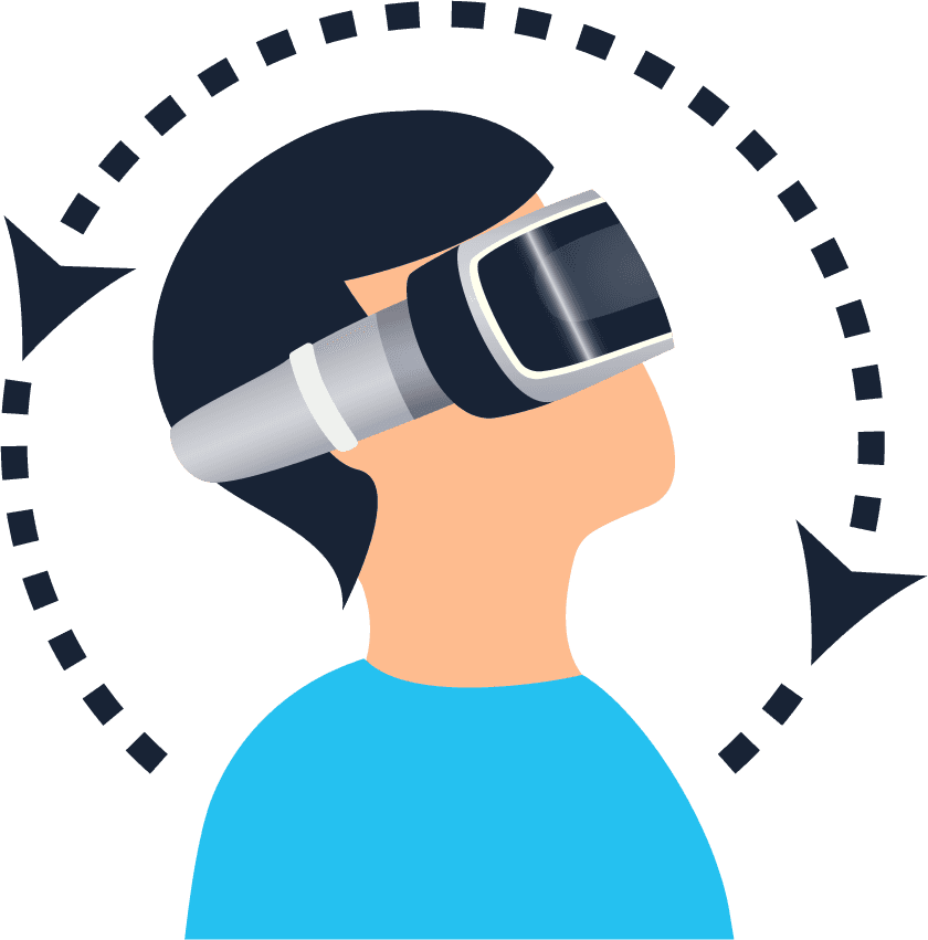 virtual reality visualization simulation icon set