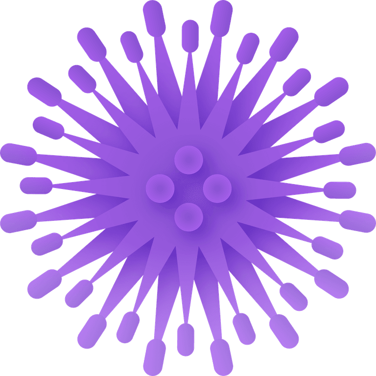 flat virus collection in vibrant purple with unique shapes for educational use