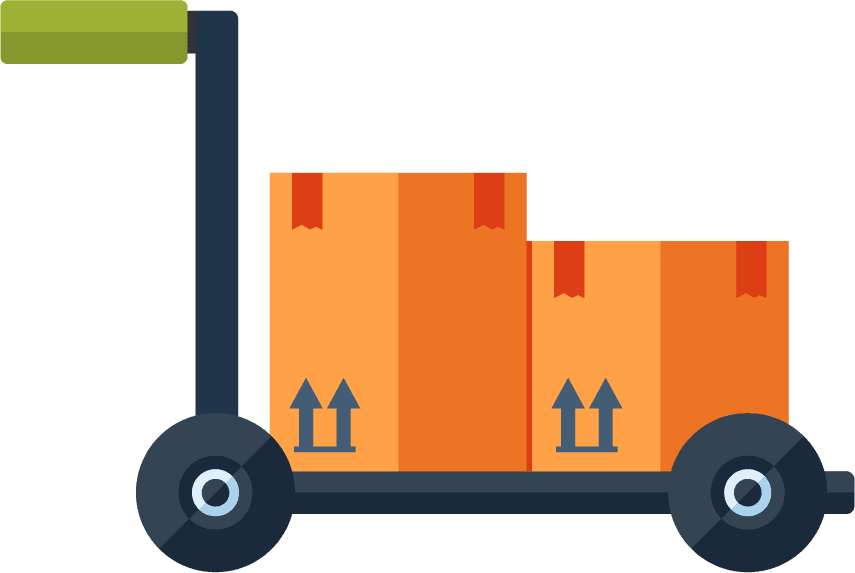 warehouse transportation delivery icons flat isolated illustration