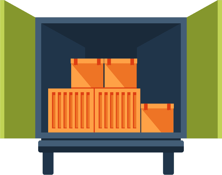 warehouse transportation delivery icons flat isolated illustration