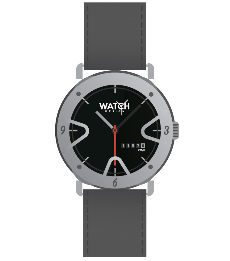 front view of modern watch with minimalist style and bold features for everyday use