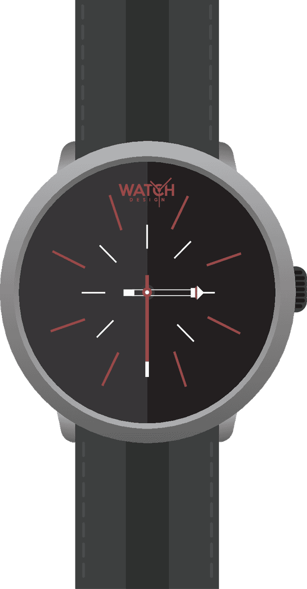 front view of modern watch with sleek black dial and stylish red accents for daily wear