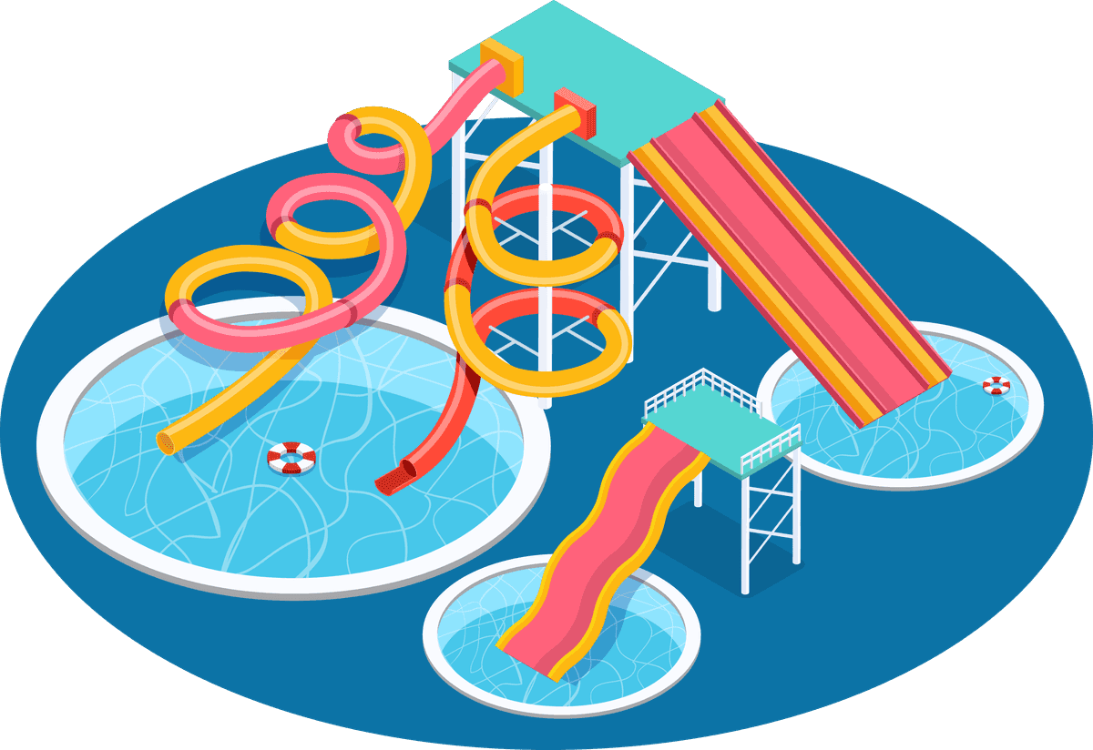 water park aquapark isometric flowchart