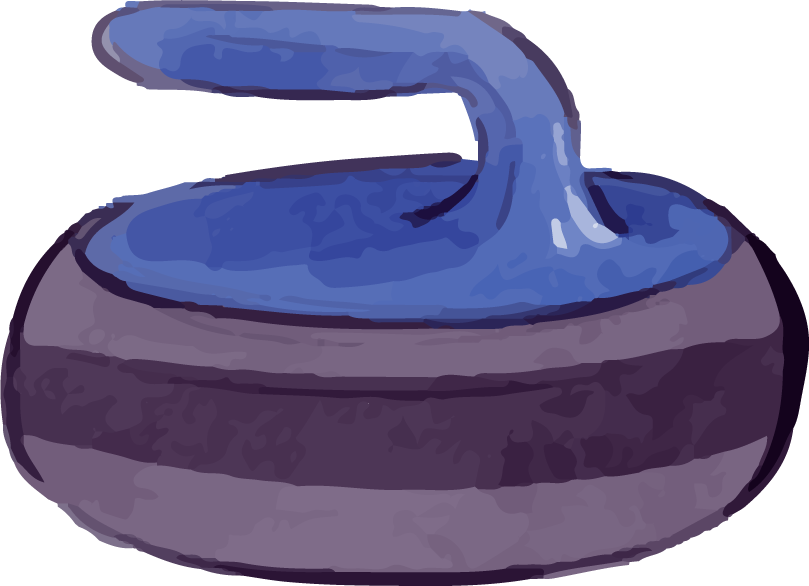 watercolor assortment items skiing curling stone for winter sports enthusiasts