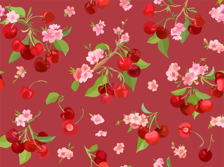 watercolor cherry seamless pattern summer berries