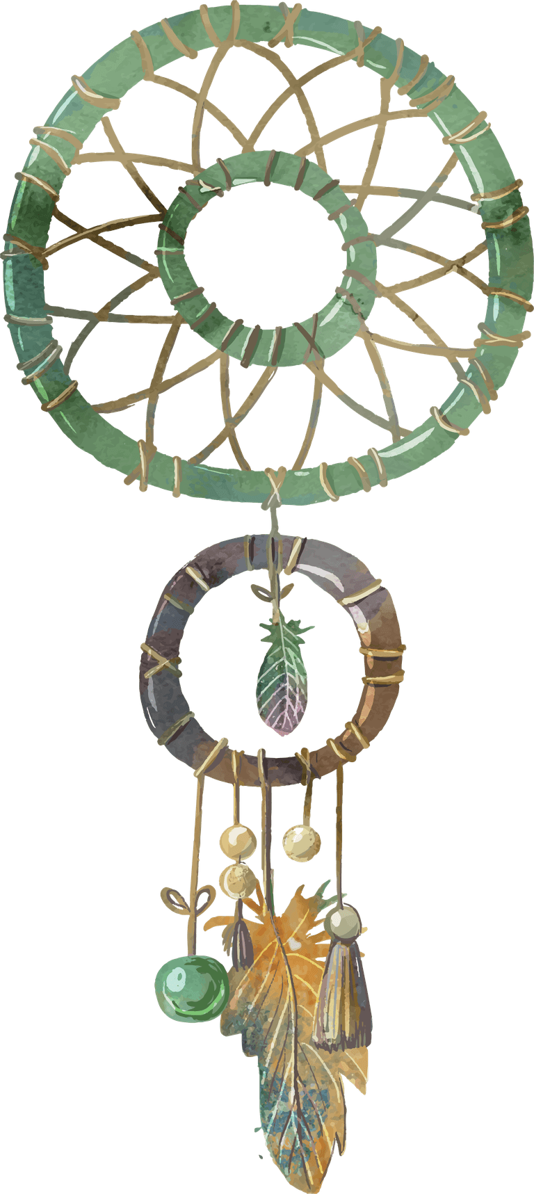 watercolor dreamcatcher with boho elements