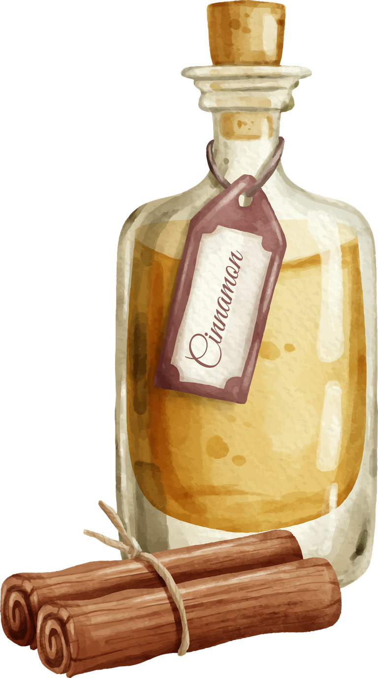 watercolor essential oil bottle collection featuring cinnamon with rustic charm for wellness enthusiasts