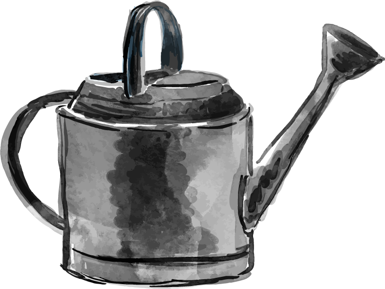 watercolor garden tool collection featuring a charming watering can illustration for avid gardeners