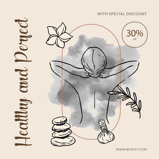 relaxing spa massage template with line art and discount offer for social media