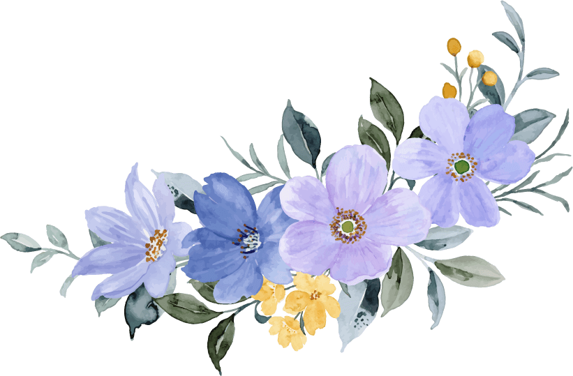watercolor yellow purple floral bouquet collection