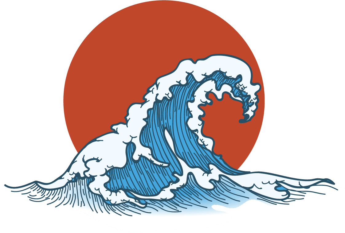 waves japanese style sea wave ocean wave splash storm wave illustration