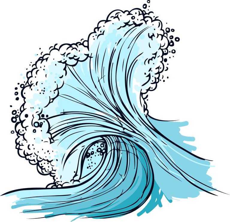waves marine sketch set