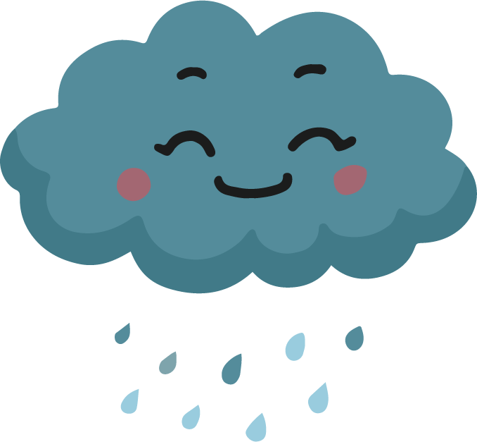 weather elements cute stylized sketch of a happy cloud with rain drops