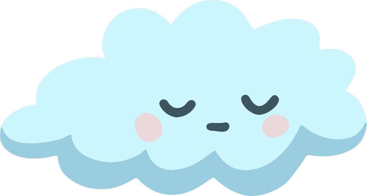 weather elements cute stylized sketch of a cheerful cloud with closed eyes