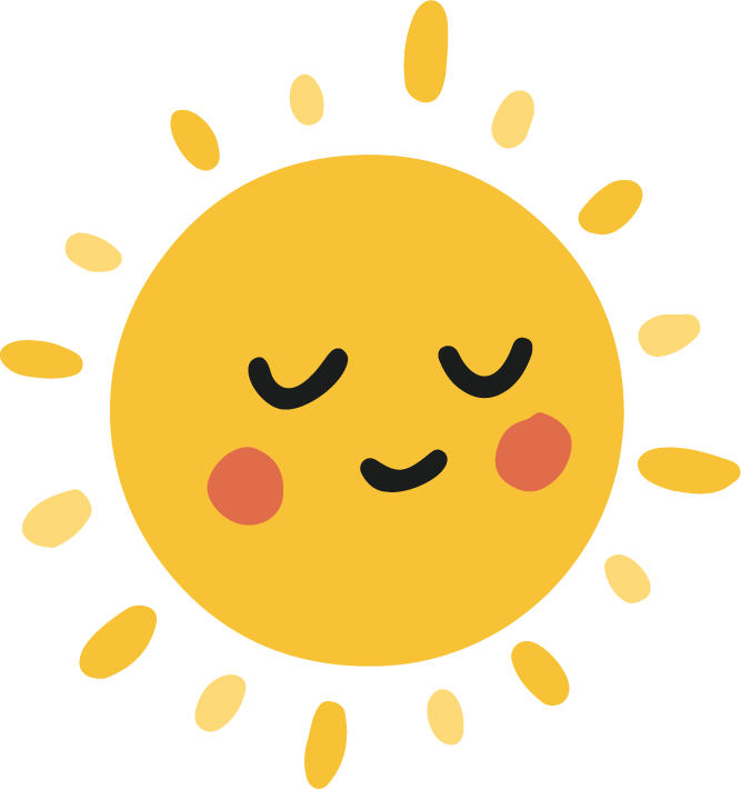 weather elements cute stylized sketch featuring cheerful sun with rosy cheeks and playful rays