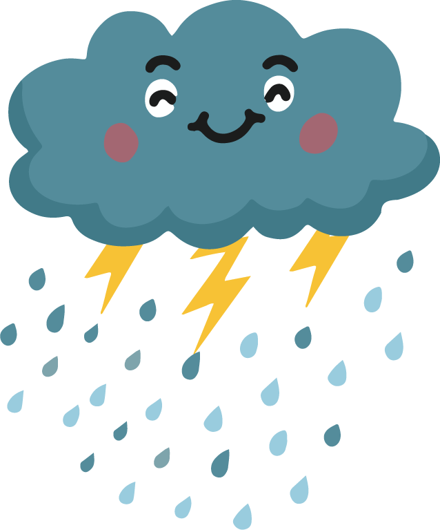 weather elements cute stylized sketch for children’s educational materials and fun activities