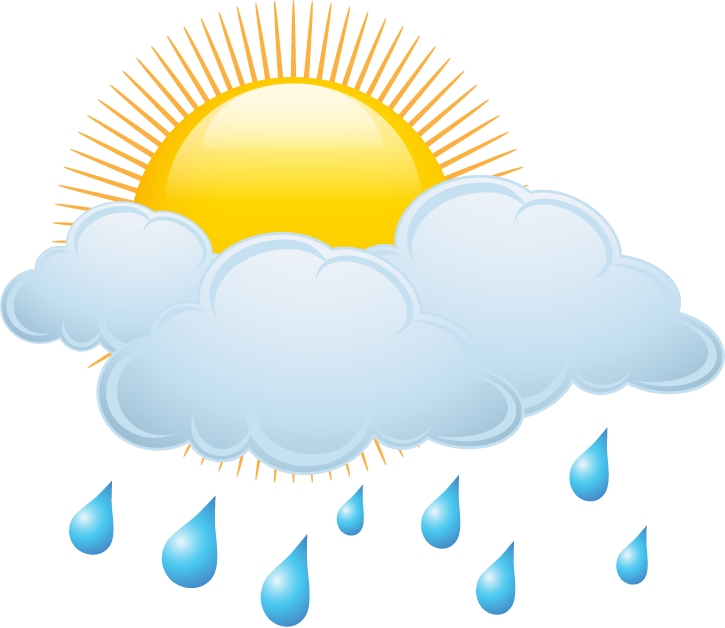 weather icons day forecast with sun, clouds, and rain for dynamic apps and websites