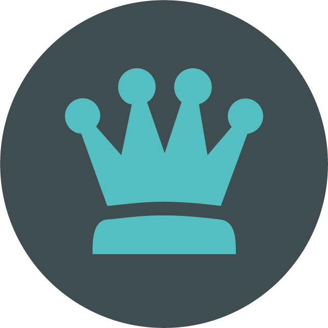 web technology development icons featuring a unique crown symbol for branding success