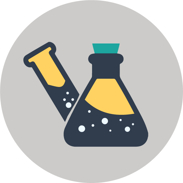 web technology development icons featuring laboratory and science tools for innovation