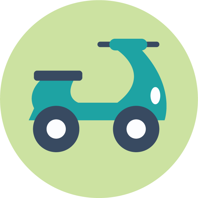 web technology development icons for scooter illustration and transportation features