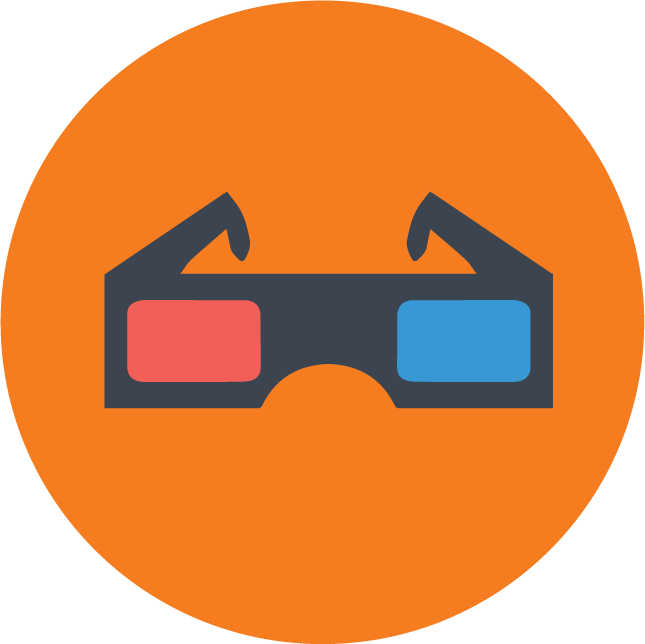 web technology development icons featuring stylish 3D glasses for immersive applications