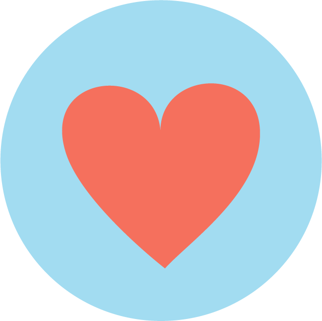 web technology development icons featuring vibrant heart symbols for user engagement tools