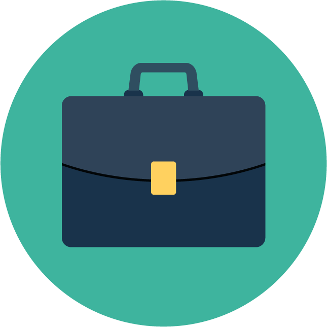web technology development icons featuring a professional briefcase for business applications