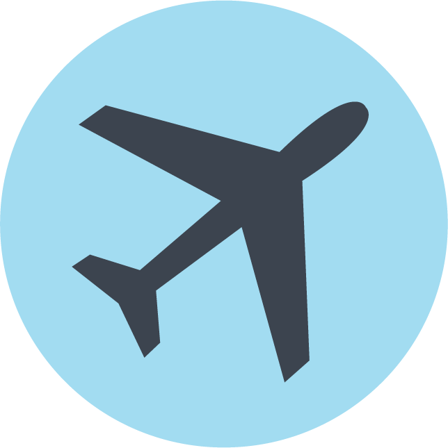 web technology development icons for aviation and travel planning applications