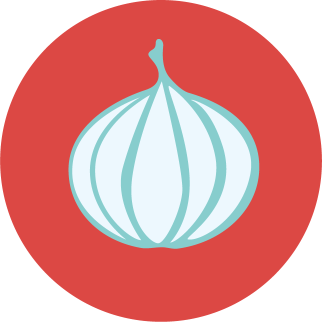 web technology development icons featuring stylized onion for secure communications