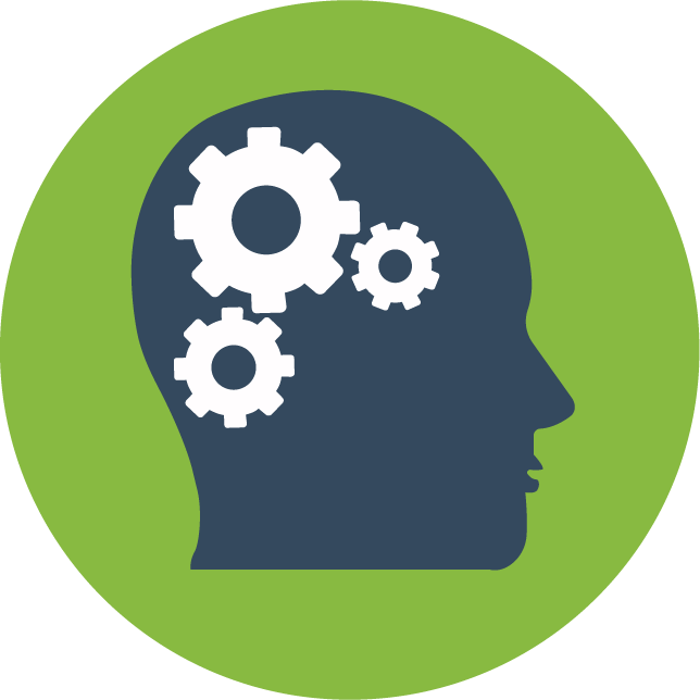 web technology development icons reflecting cognitive processes and innovation for streamlined solutions