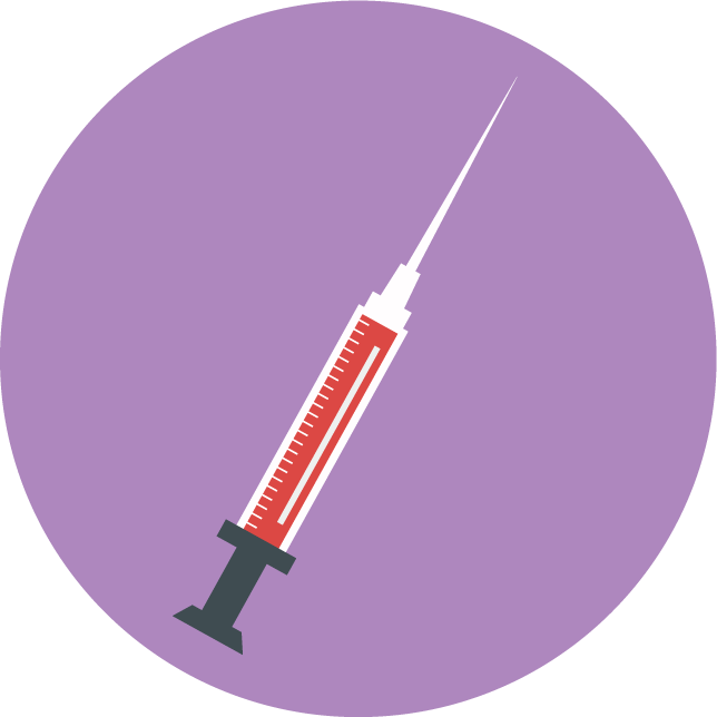 web technology development icons featuring a modern medical syringe symbol for health applications