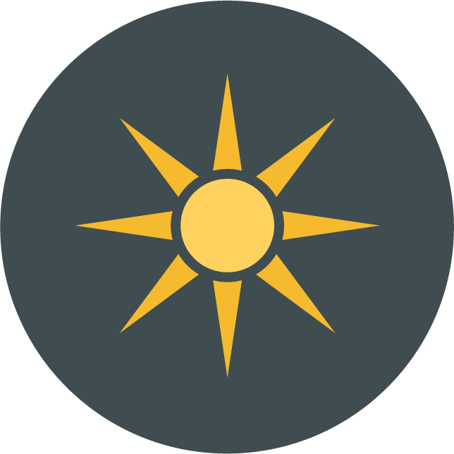 web technology development icons illustrating a modern sun symbol for interface applications
