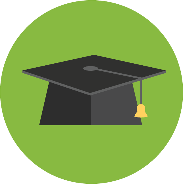 web technology development icons for educational platforms with graduation themes