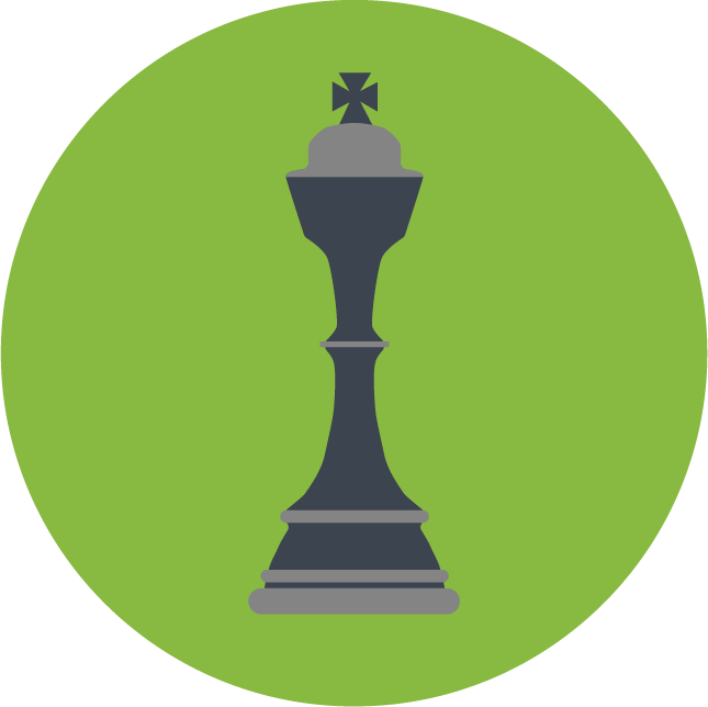 web technology development icons featuring chess piece for strategic planning and decision making