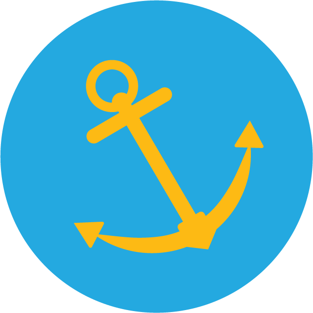 web technology development icons vector featuring an anchor symbol for navigation and stability in applications