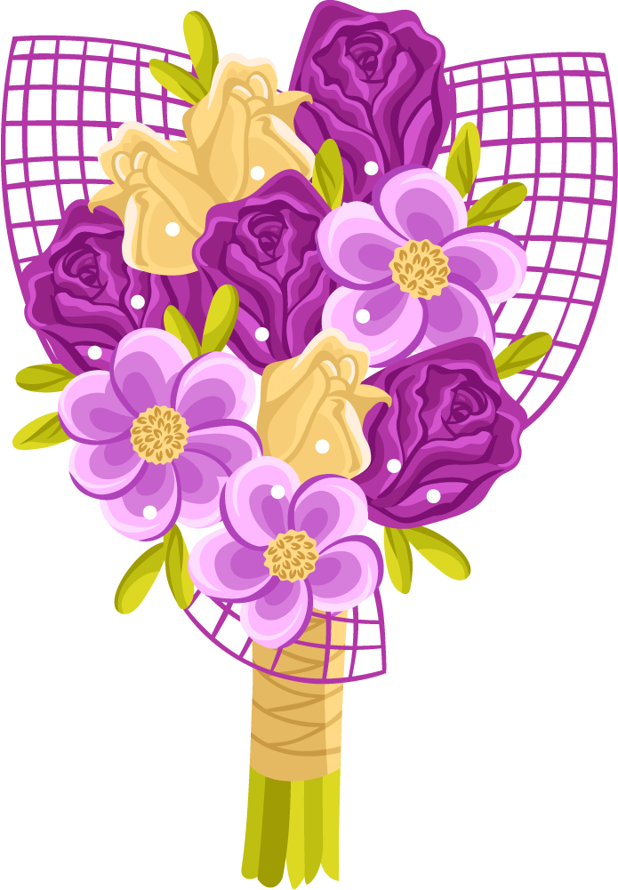 beautiful wedding bouquet and wedding flower arrangement with vibrant purple hues