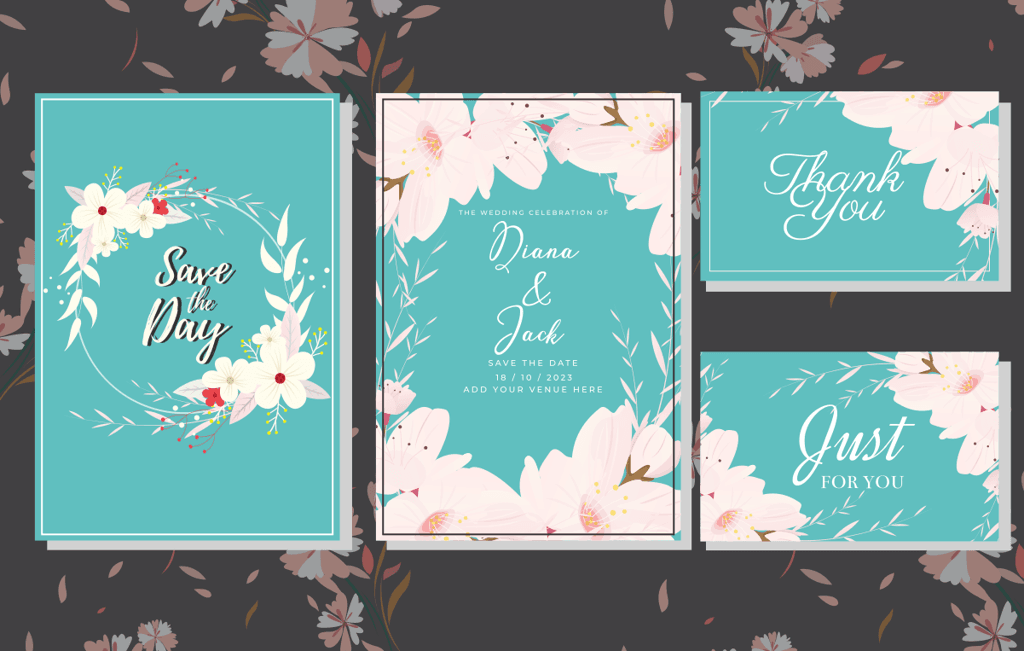 wedding card templates floral decor patterns and textures