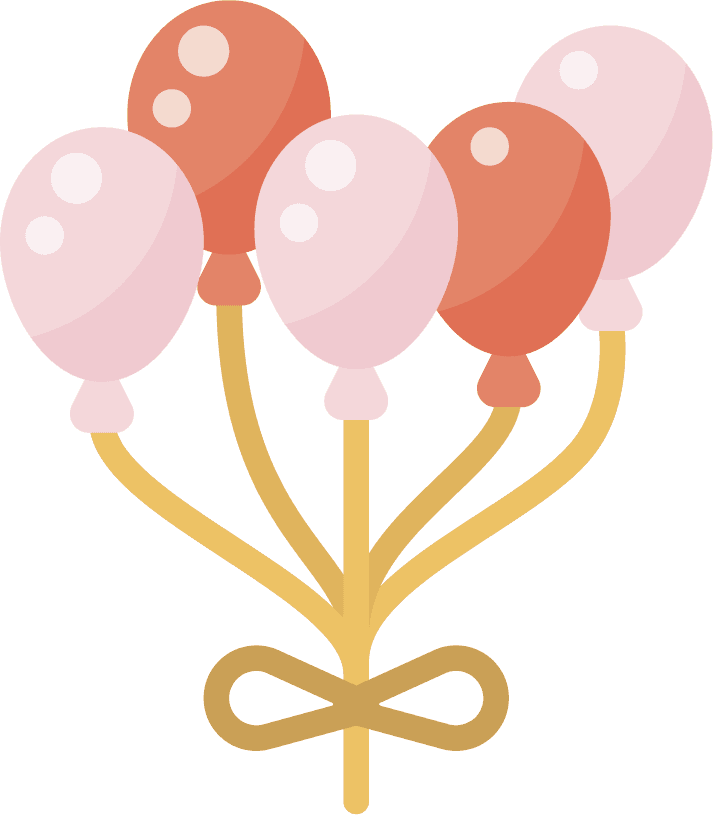 wedding collection with cute illustrations featuring charming balloons for celebrations