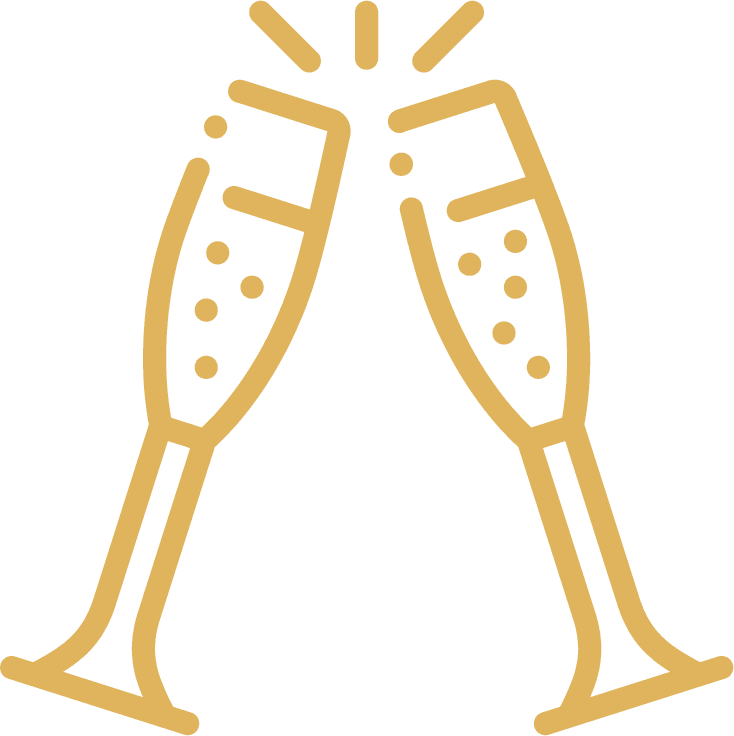 wedding collection with cute illustrations of toasting champagne glasses for celebration