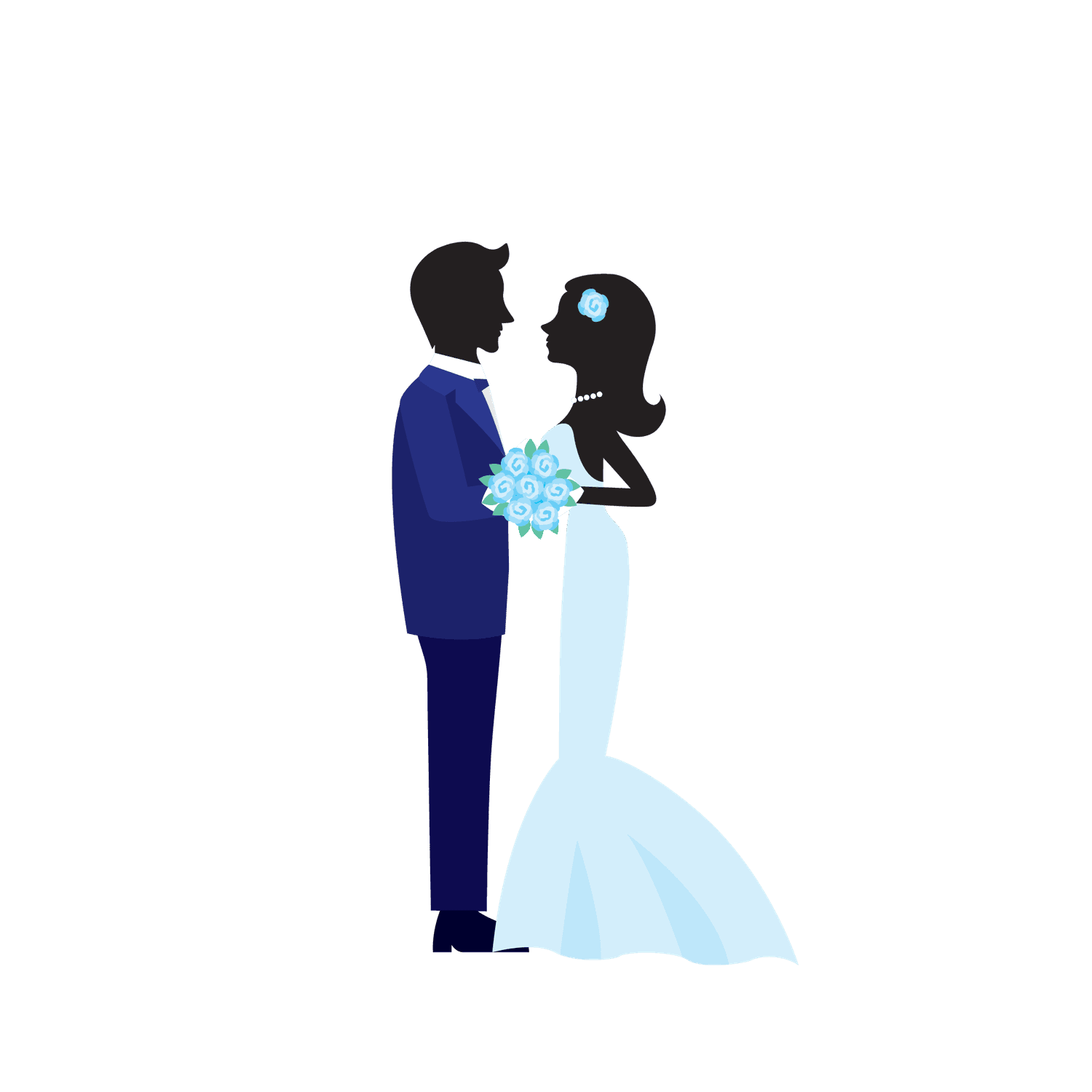 wedding couple with wedding elements illustration