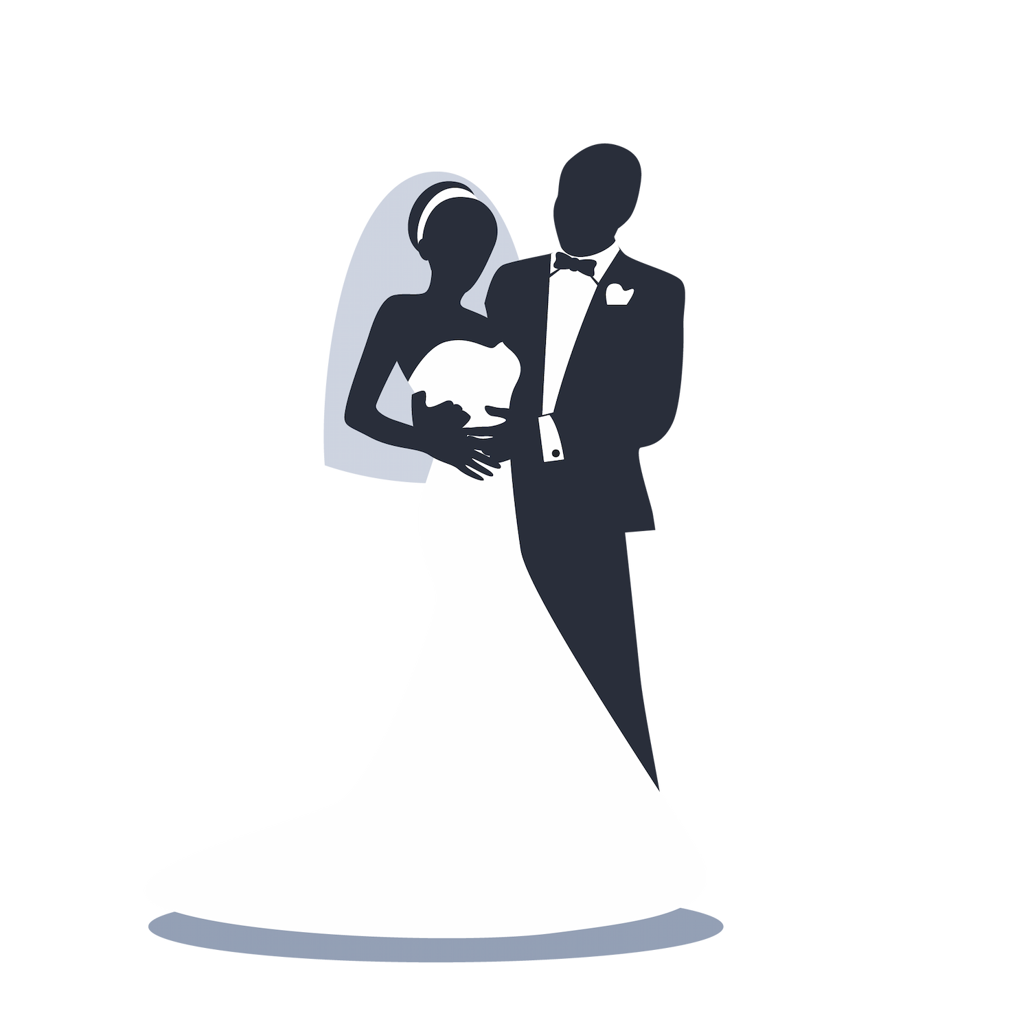 gray wedding couples silhouettes