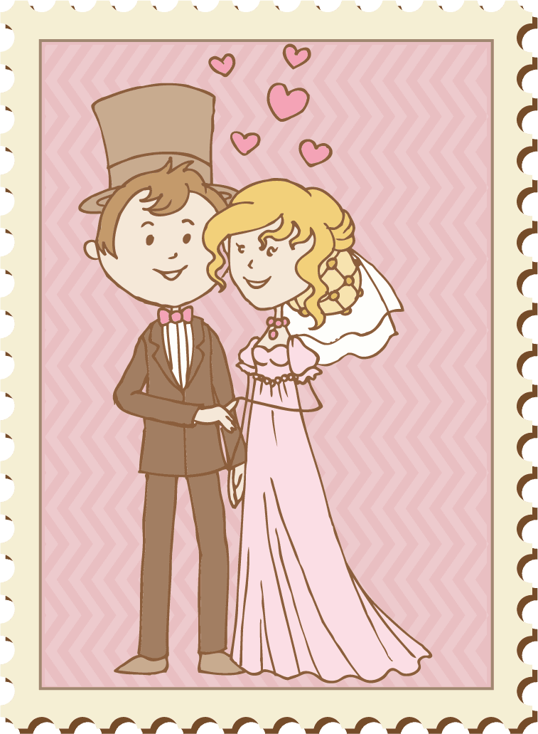 Wedding with love postage stamps vintage vector