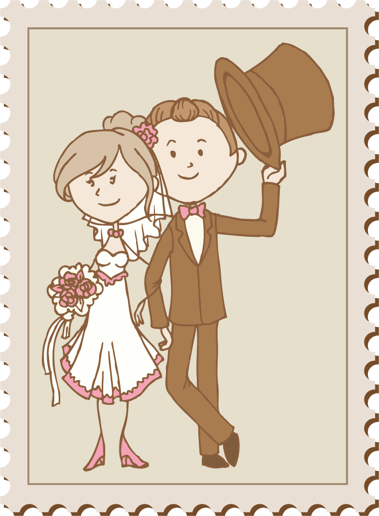 Wedding with love postage stamps vintage vector