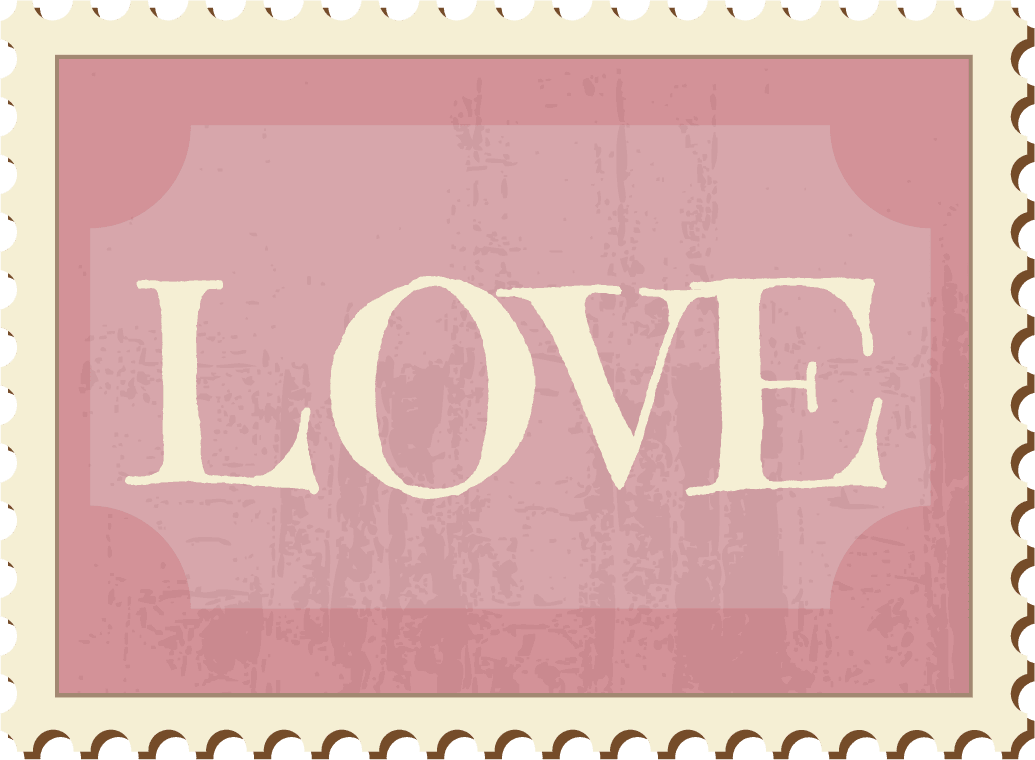 Wedding with love postage stamps vintage vector