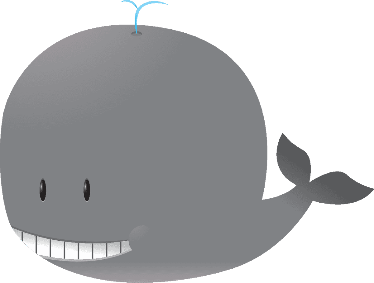various comics and cartoon animals featuring a cheerful animated whale character