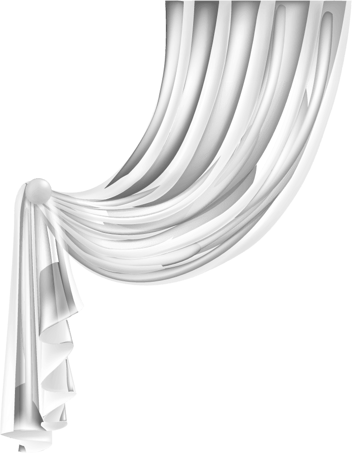 white curtains isolated transparent for elegant home decor and window styling